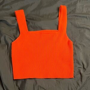 SHEIN Bold Orange Ribbed Crop Top